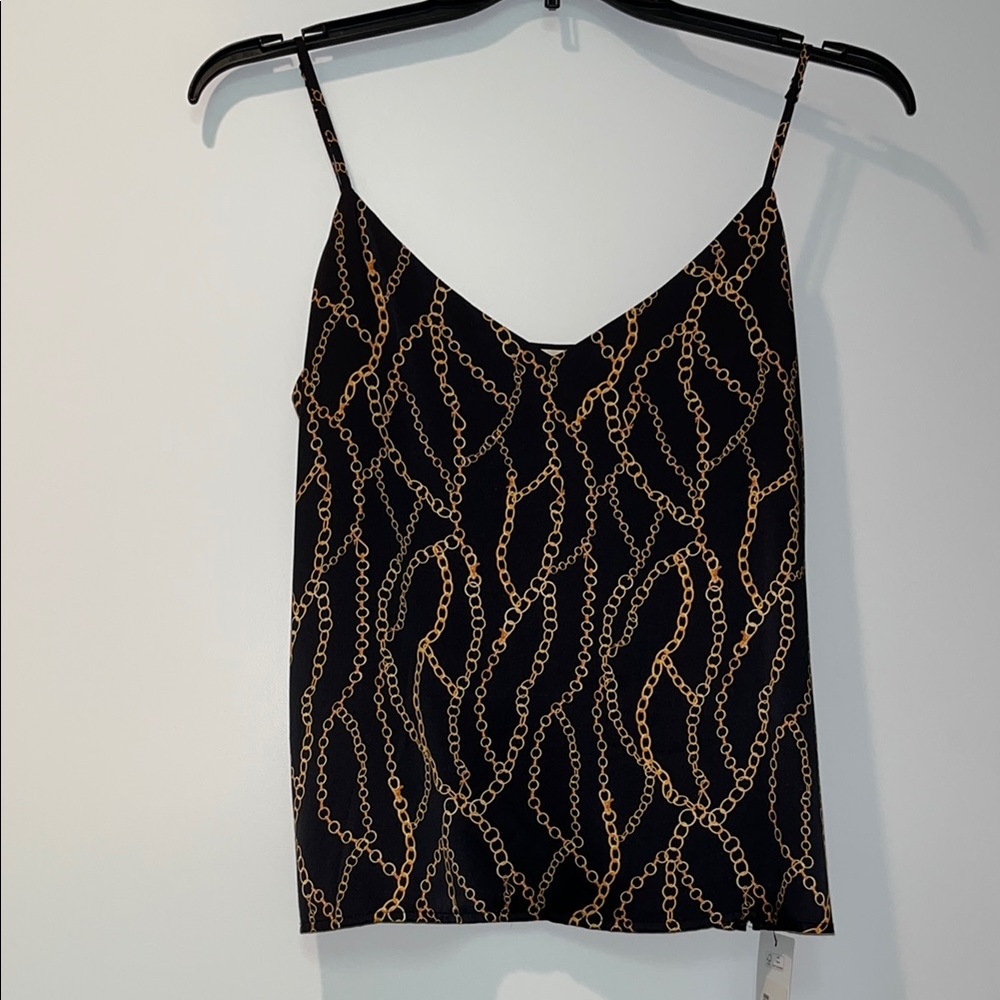 L’AGENCE SILK CAMI Size Medium GOLD CHAIN BLACK Background